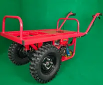 Hand-push flatbed motorized wheelbarrow