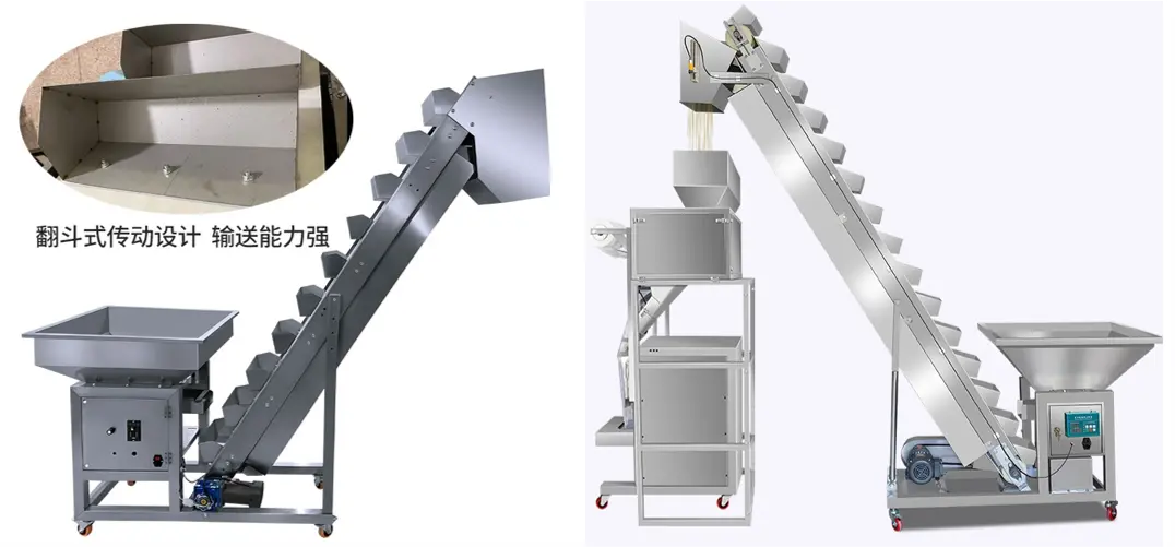 bucket-type lifting feeding machine of pouch packing machine operator
