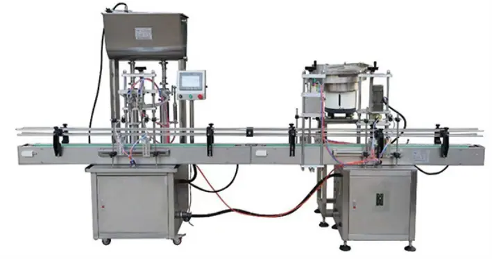 envasadora de liquidos automatica línea de producción (llenado de pomada en línea recta + tapado automático de caída y rosca)