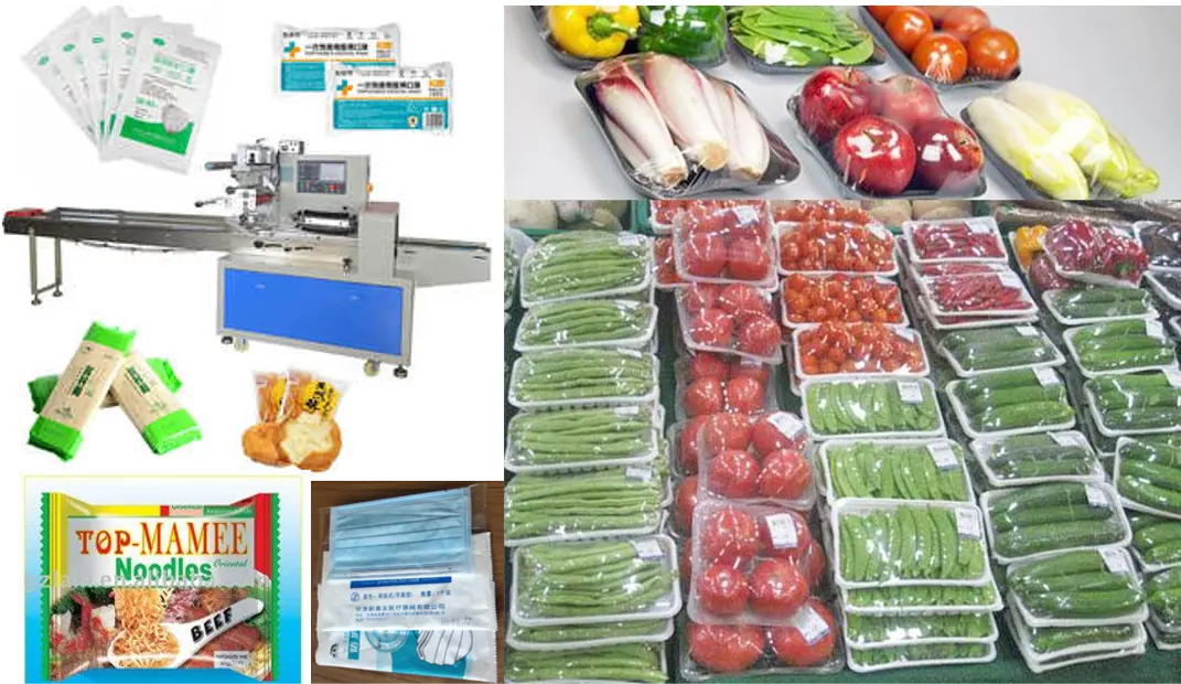 Packaging sample display of used flow wrap machine for sale